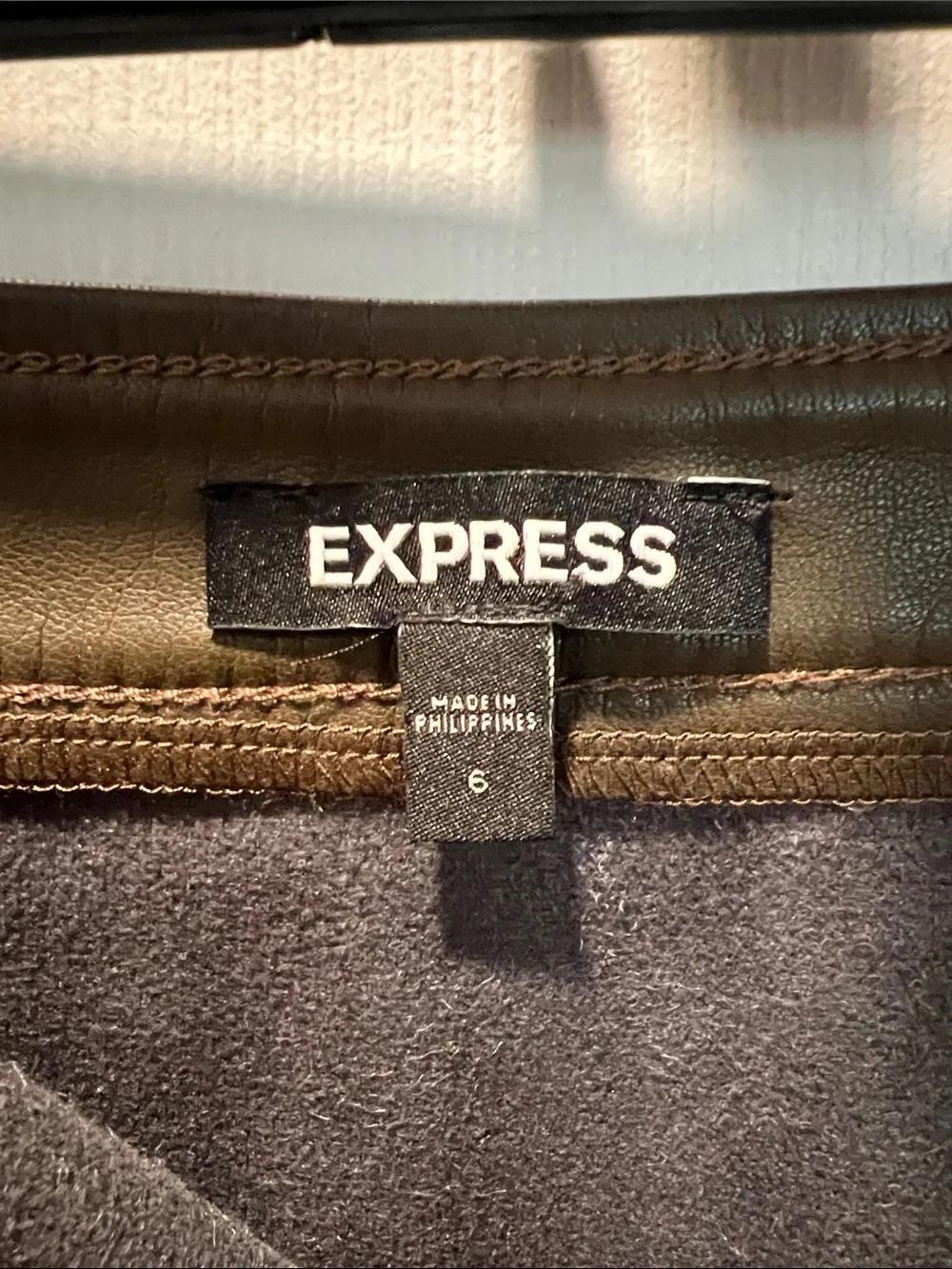 Express Faux Leather Mini Skirt in Olive